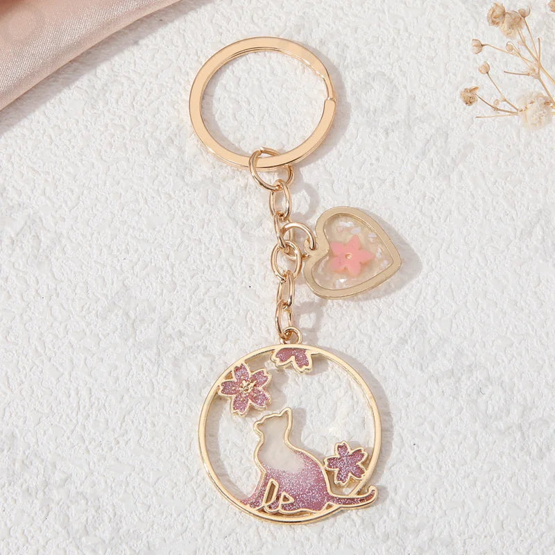 Beautiful Cherry Blossom Cat Keychain-Catonomy-Catonomy