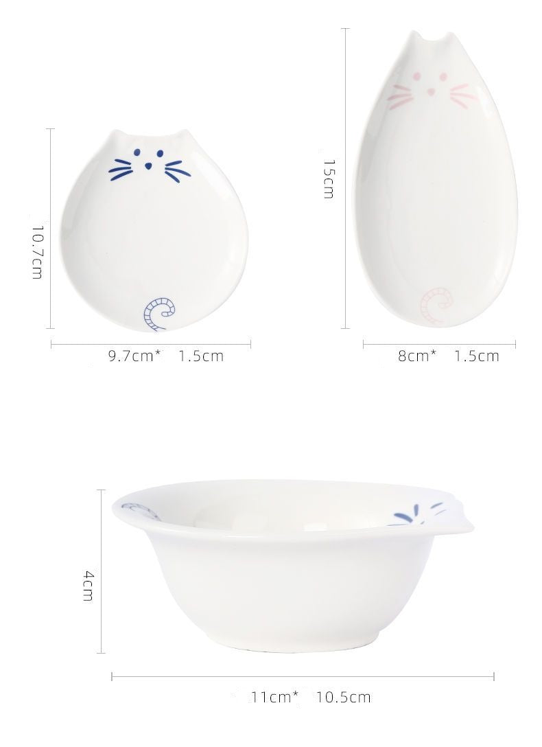 Cartoon Cat Ceramic Dish Plate & Bowl-Catonomy-Catonomy