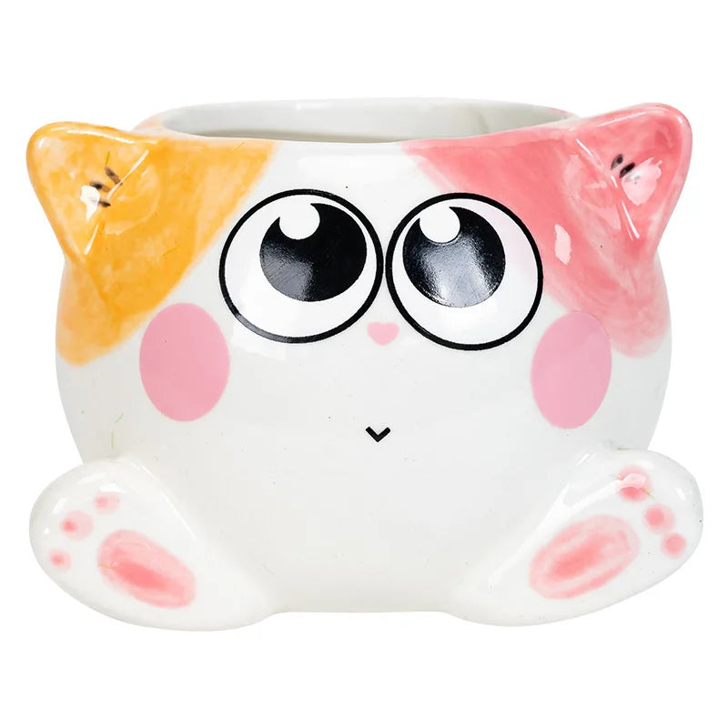 Cartoon Cat Ceramic Flower Pot-Catonomy-Catonomy
