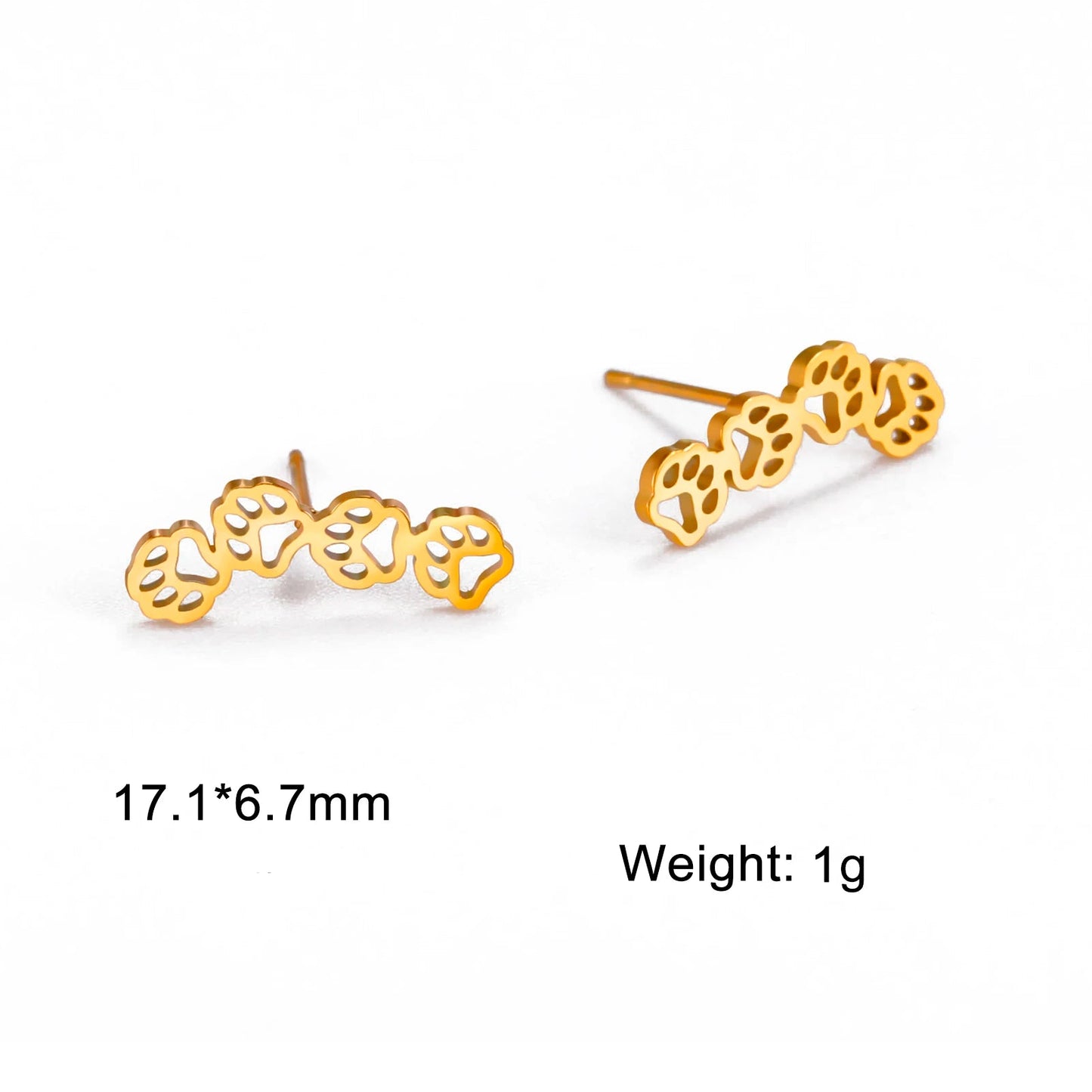 Cat Pawsprint Stainless Steel Earrings-Catonomy-Catonomy