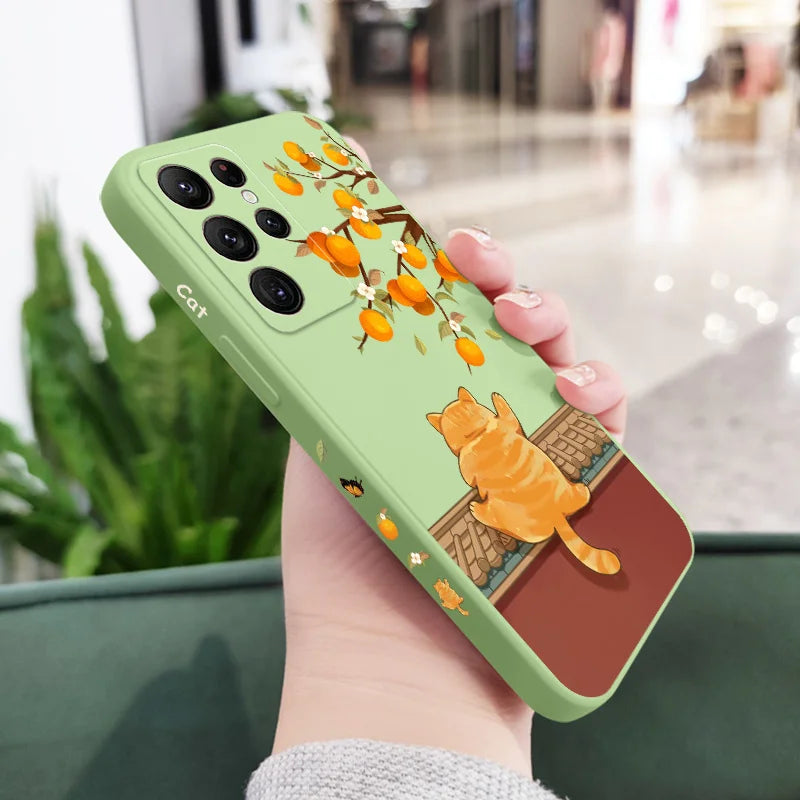 Climbing Cat And Rabbit Phone Case For Samsung Galaxy-Catonomy-Galaxy S23 Plus-Cat Green-Catonomy