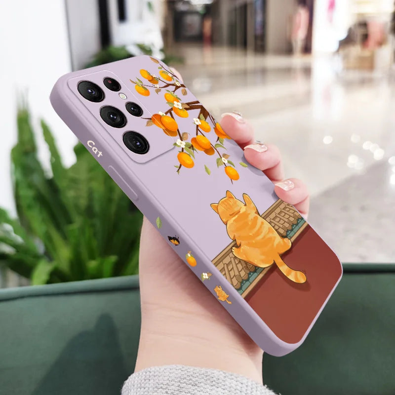 Climbing Cat And Rabbit Phone Case For Samsung Galaxy-Catonomy-Galaxy S23 Plus-Cat Purple-Catonomy