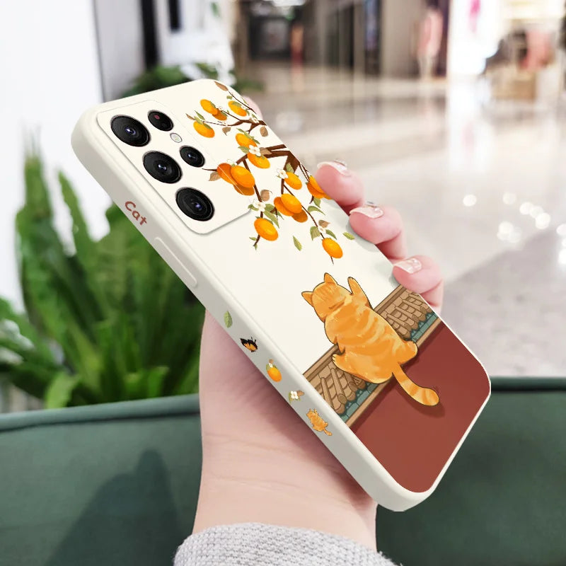 Climbing Cat And Rabbit Phone Case For Samsung Galaxy-Catonomy-Galaxy S23 Plus-Cat White-Catonomy