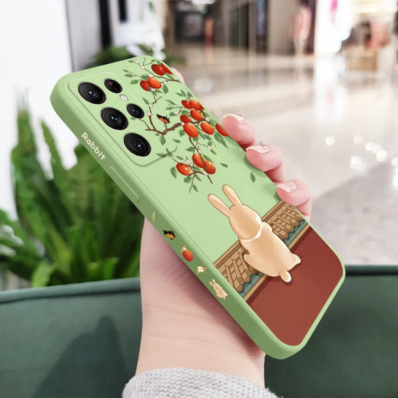Climbing Cat And Rabbit Phone Case For Samsung Galaxy-Catonomy-Galaxy S23 Plus-Rabbit Green-Catonomy