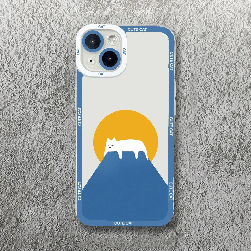 Cute Cartoon Cat iPhone Case-Catonomy-For iPhone 16 Pro Max-Sunset Cat-Catonomy