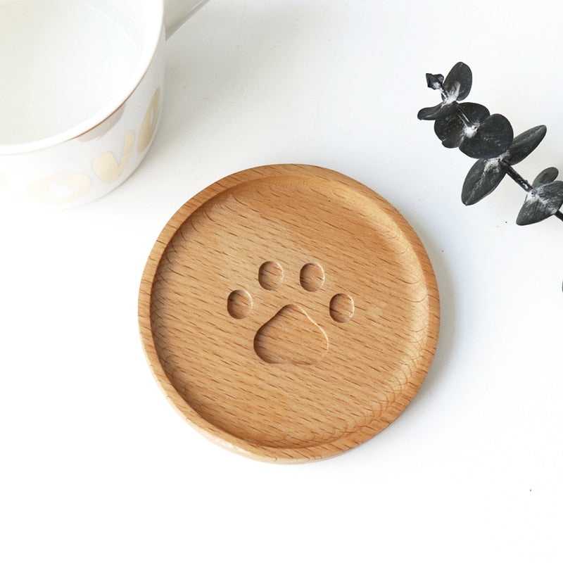 Cute Cat Paw Wooden Coaster-Catonomy-Catonomy