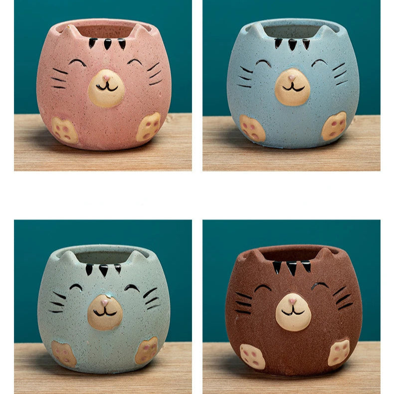 Cute Cat Succulent Ceramic Plant Pot-Catonomy-Catonomy