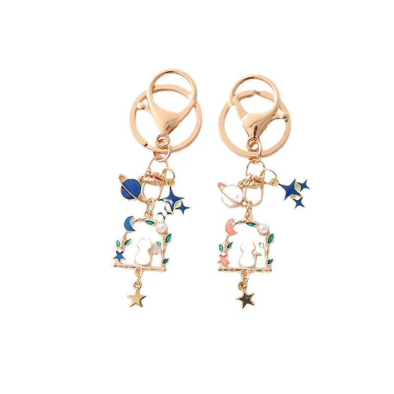 Fantasy Celestial Cat Charm Keychain-Catonomy-Catonomy