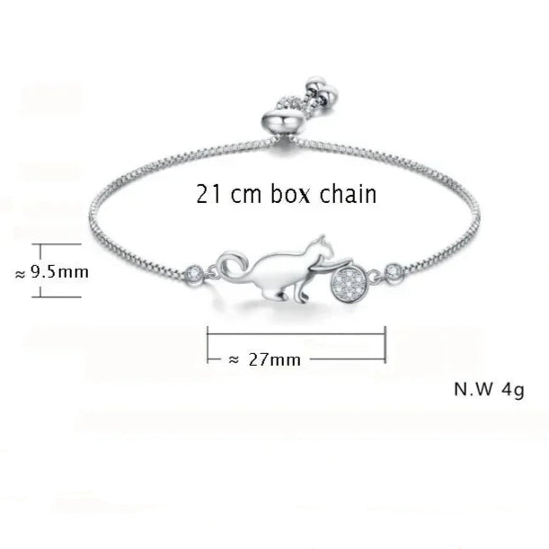 Fashion Cubic Zirconia Crystal Cat & Ball bracelet-Catonomy-Catonomy