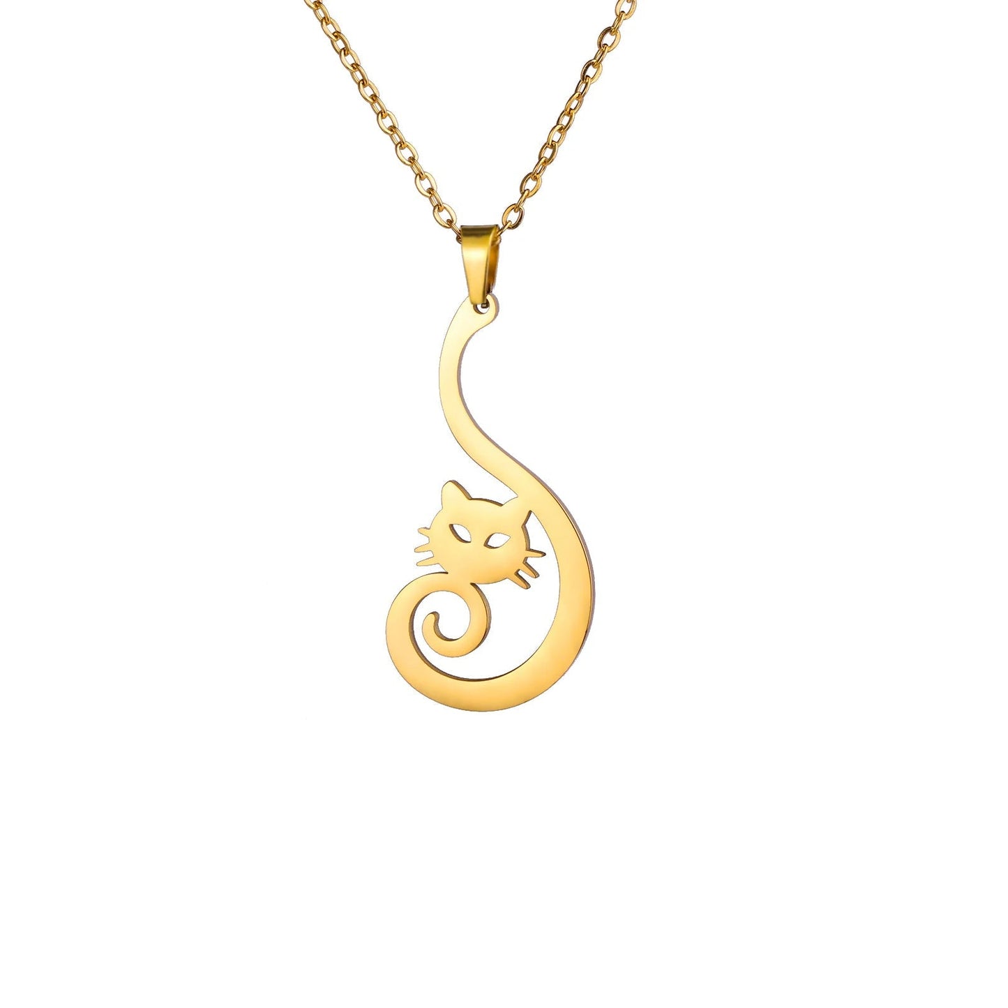 Sparkly Elegant Cat Pendant Necklace-Catonomy-Golden-Catonomy