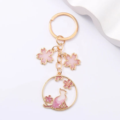 Beautiful Cherry Blossom Cat Keychain-Catonomy-Catonomy