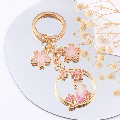 Beautiful Cherry Blossom Cat Keychain-Catonomy-Flower Charm-Catonomy