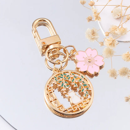 Candy Color Sakura Cat Enamel Romantic Keychain-Catonomy-Catonomy