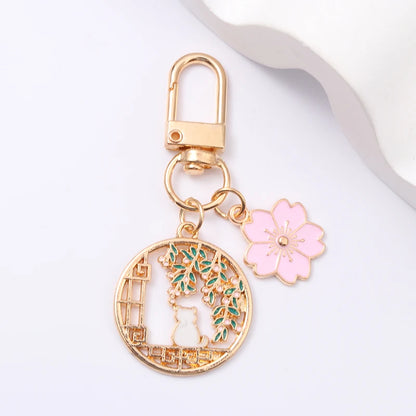 Candy Color Sakura Cat Enamel Romantic Keychain-Catonomy-Cat-Catonomy