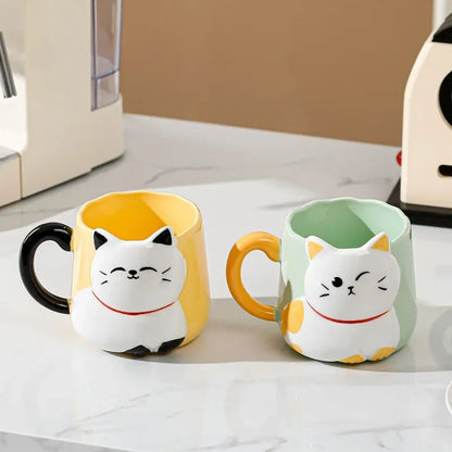 Cartoon 3D Embossed Ceramic Cute Cat Coffee 500 ml Mug-Catonomy-Catonomy