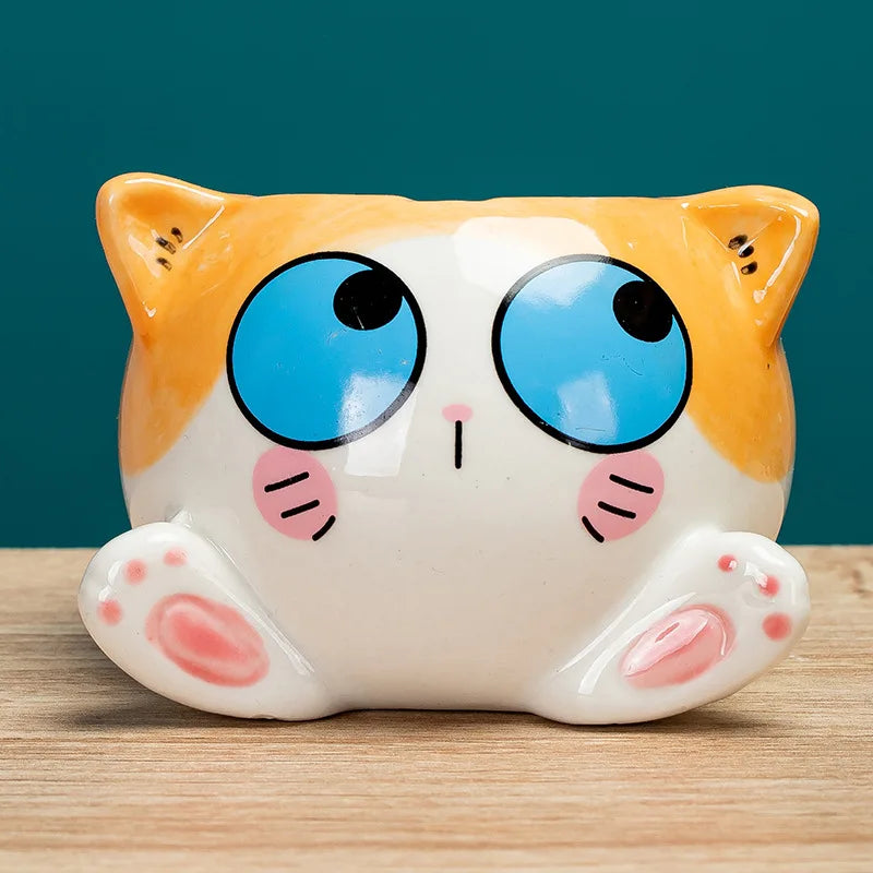 Cartoon Cat Ceramic Flower Pot-Catonomy-Blue Eyed Cat-Catonomy