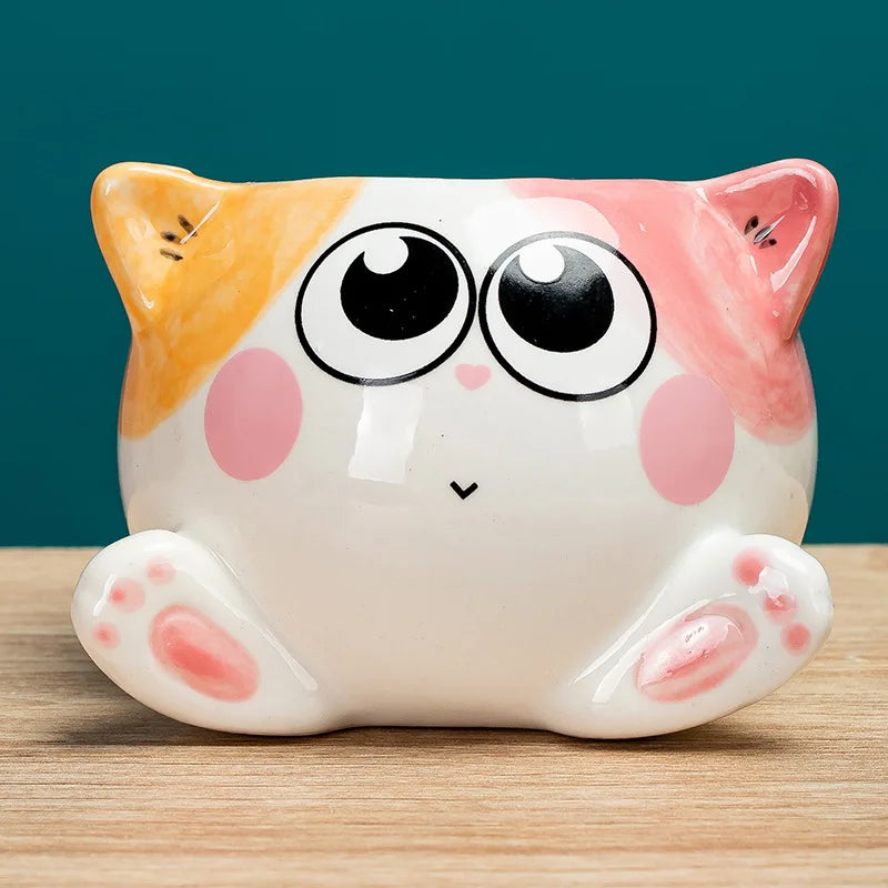 Cartoon Cat Ceramic Flower Pot-Catonomy-Shy Cat-Catonomy