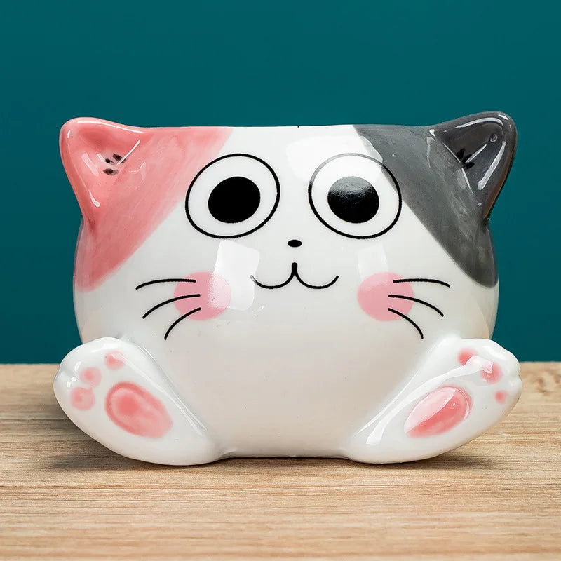 Cartoon Cat Ceramic Flower Pot-Catonomy-Smiling Cat-Catonomy