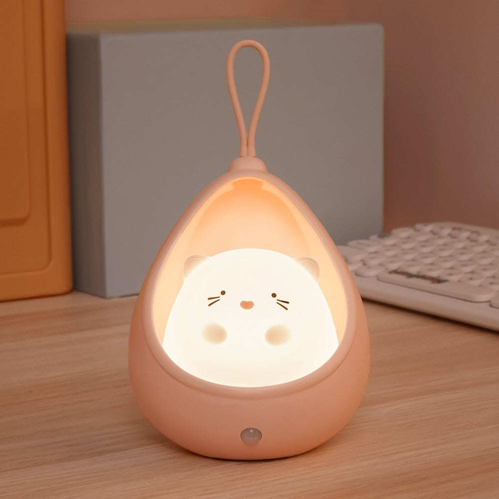Cat And Rabbit Rechargeable Portable Night Light With Automatic Sensor-Catonomy-Cat Pink-Catonomy