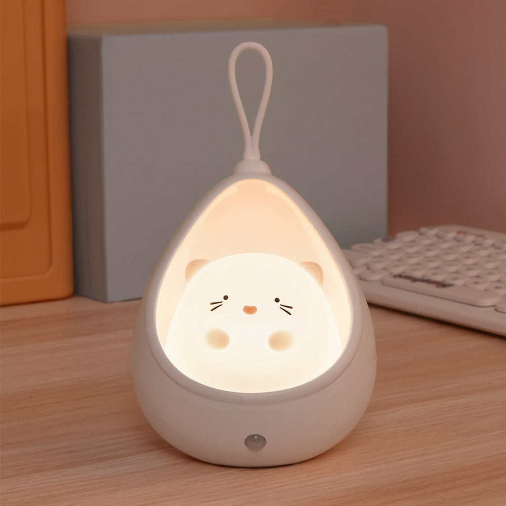 Cat And Rabbit Rechargeable Portable Night Light With Automatic Sensor-Catonomy-Cat White-Catonomy