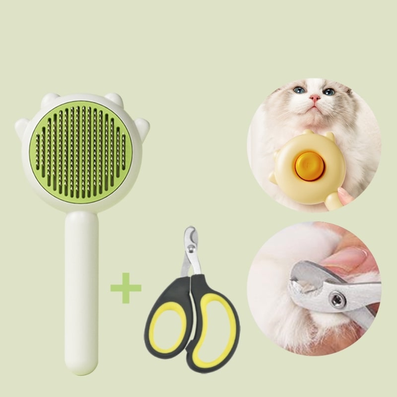 Cat Grooming Hair Removing Brush-Catonomy-Brush & Nail Clipper - Green-Catonomy