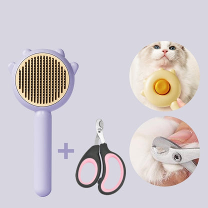 Cat Grooming Hair Removing Brush-Catonomy-Brush & Nail Clipper - Purple-Catonomy