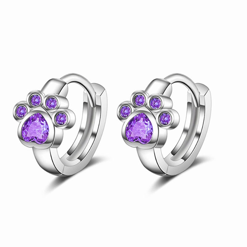 Cat Paw Zircon Earring-Catonomy-Purple-Catonomy