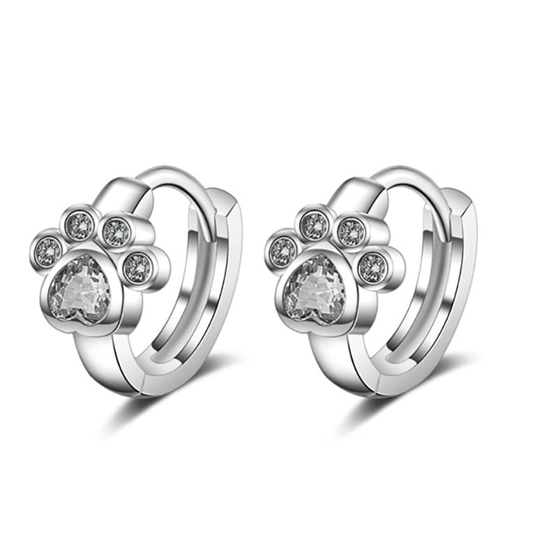 Cat Paw Zircon Earring-Catonomy-White-Catonomy
