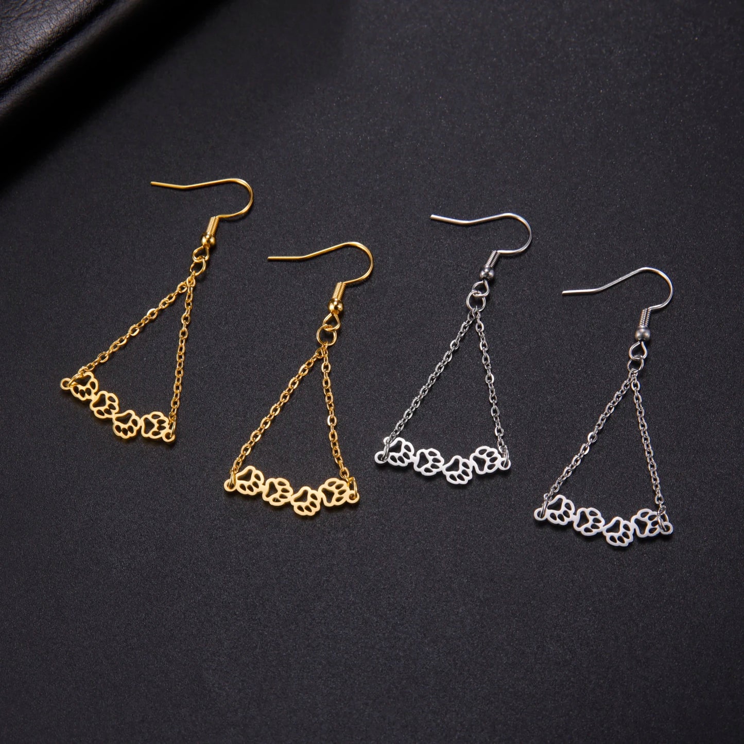 Cat Pawsprint Stainless Steel Earrings-Catonomy-Catonomy