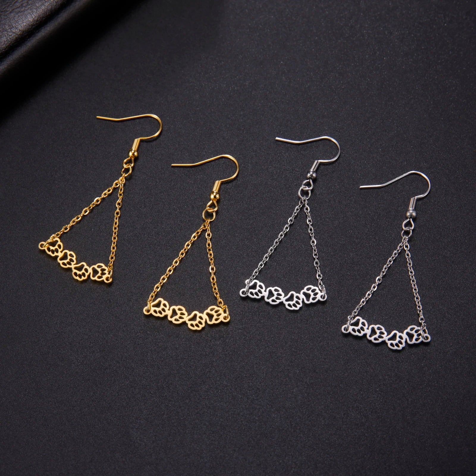 Cat Pawsprint Stainless Steel Earrings-Catonomy-Catonomy