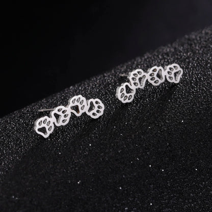 Cat Pawsprint Stainless Steel Earrings-Catonomy-Catonomy