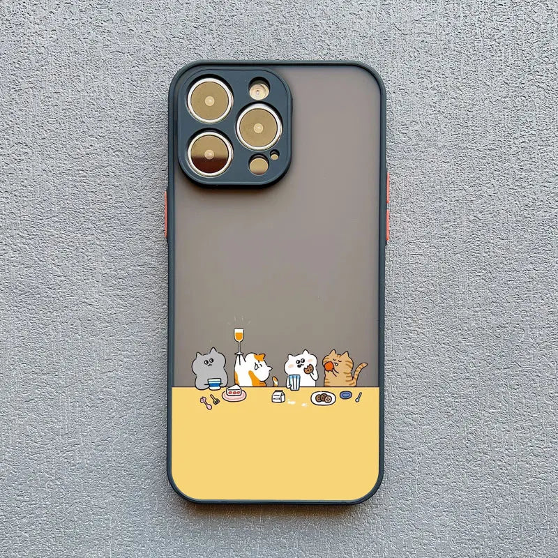 Cute Cartoon Cat Illustration iPhone Case-Catonomy-Cats Dining-For iPhone 16 Pro Max-Catonomy
