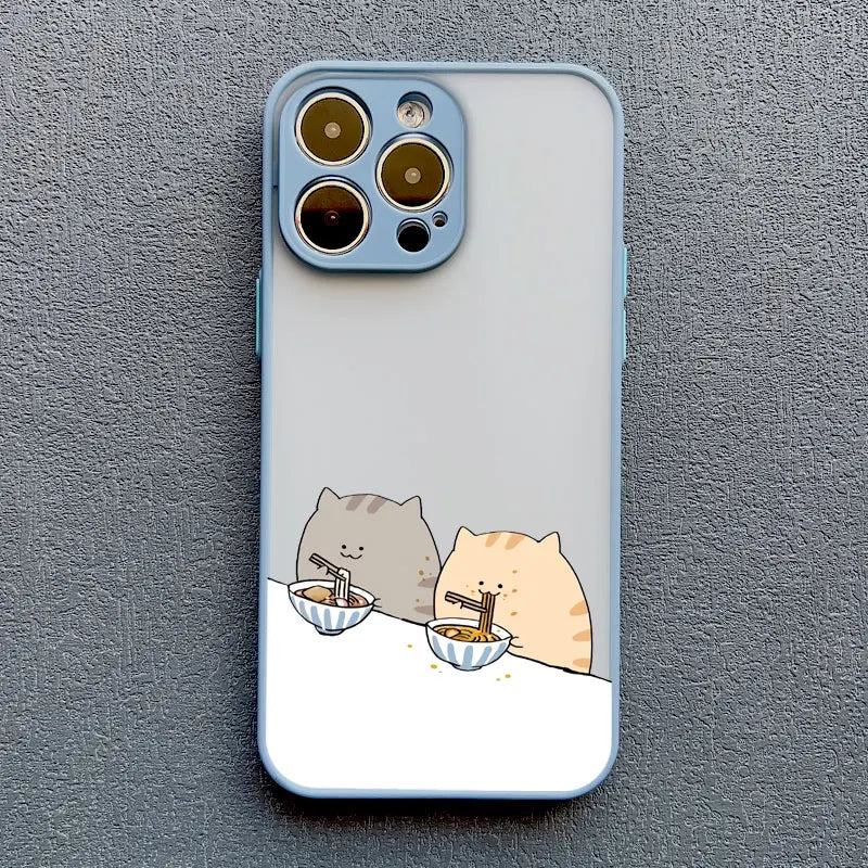Cute Cartoon Cat Illustration iPhone Case-Catonomy-Cats Eating Ramen-For iPhone 16 Pro Max-Catonomy