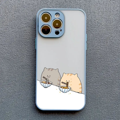 Cute Cartoon Cat Illustration iPhone Case-Catonomy-Cats Eating Ramen-For iPhone 16 Pro Max-Catonomy