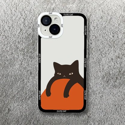 Cute Cartoon Cat iPhone Case-Catonomy-For iPhone 16 Pro Max-Cat On Orange-Catonomy