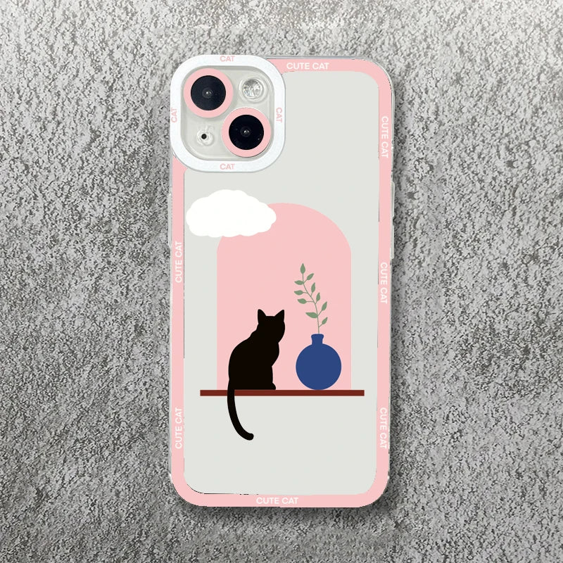 Cute Cartoon Cat iPhone Case-Catonomy-For iPhone 16 Pro Max-Cat With Vase-Catonomy