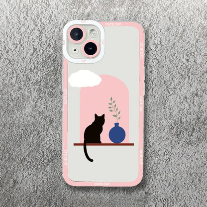 Cute Cartoon Cat iPhone Case-Catonomy-For iPhone 16 Pro Max-Cat With Vase-Catonomy