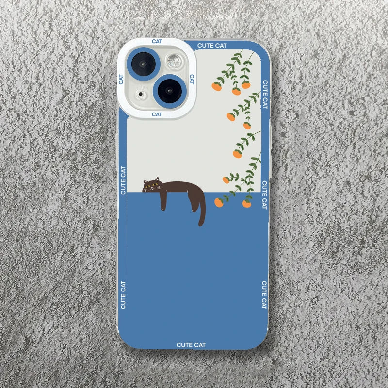 Cute Cartoon Cat iPhone Case-Catonomy-For iPhone 16 Pro Max-Lazy Cat-Catonomy