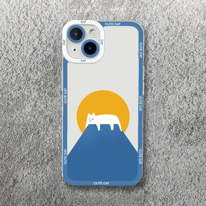 Cute Cartoon Cat iPhone Case-Catonomy-For iPhone 16 Pro Max-Sunset Cat-Catonomy