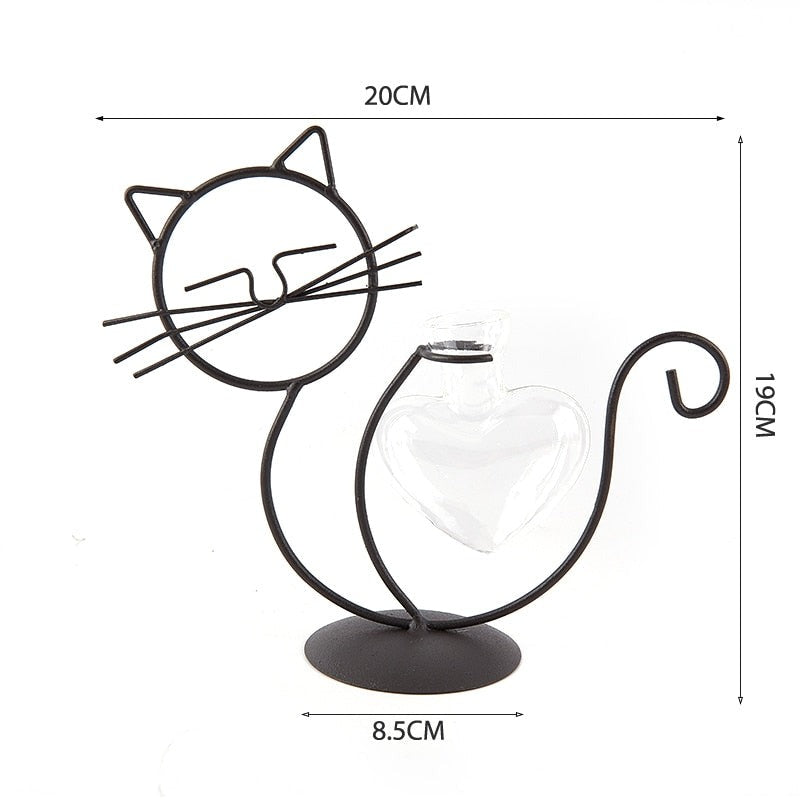 Cute Cat Iron Table Flowers Vases-Catonomy-Catonomy