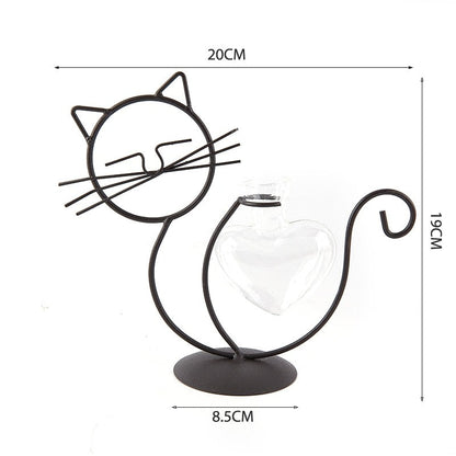Cute Cat Iron Table Flowers Vases-Catonomy-Catonomy