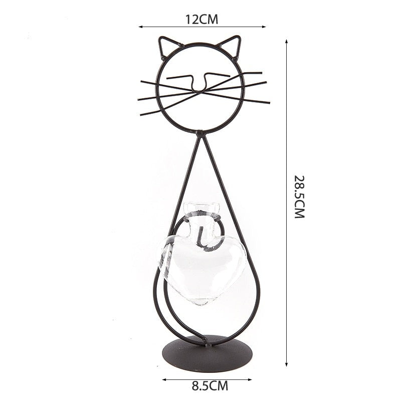 Cute Cat Iron Table Flowers Vases-Catonomy-Catonomy