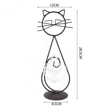 Cute Cat Iron Table Flowers Vases-Catonomy-Catonomy