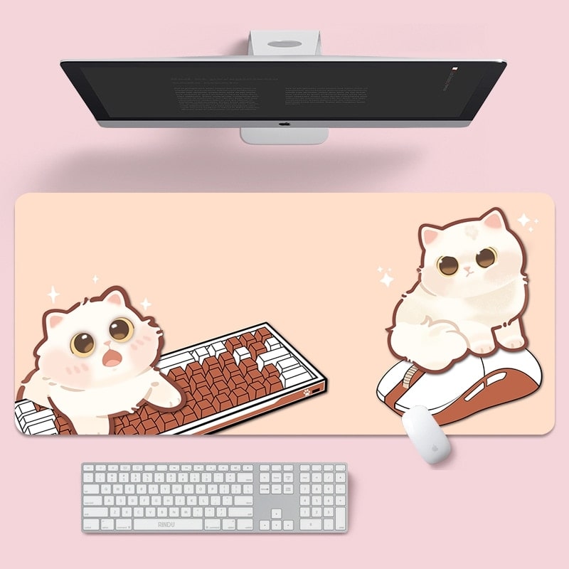 Cute Cat Keyboard & Mouse Pad-Catonomy-Playing Kittens - Brown-S - 700x300-Catonomy