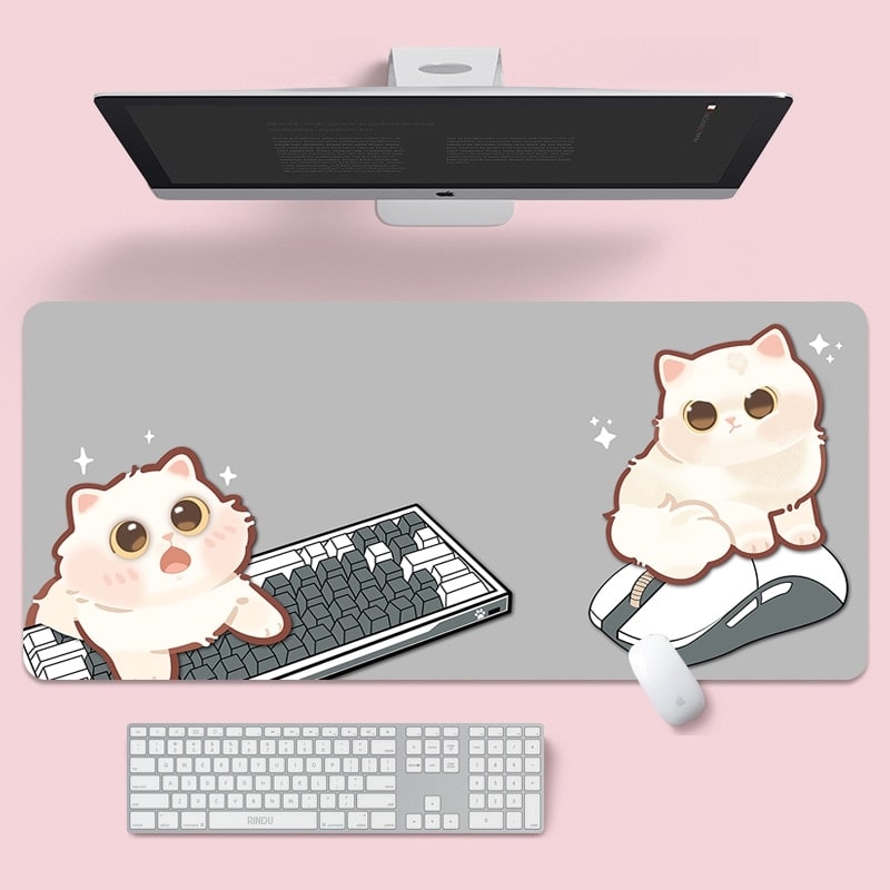 Cute Cat Keyboard & Mouse Pad-Catonomy-Playing Kittens - Grey-S - 700x300-Catonomy