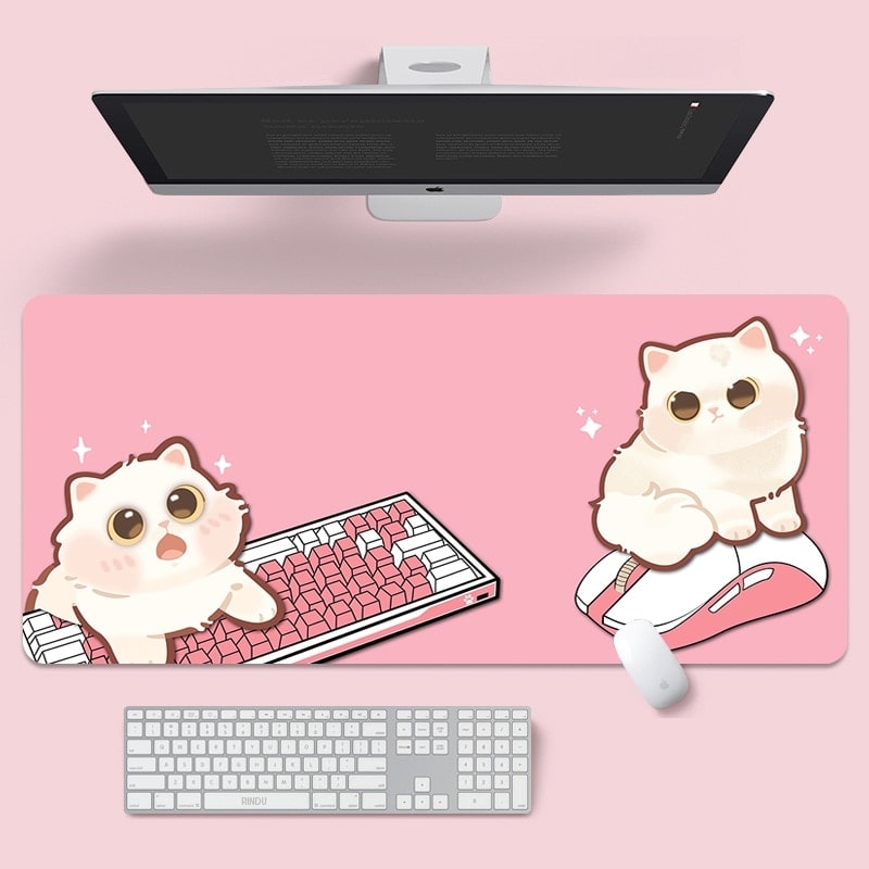 Cute Cat Keyboard & Mouse Pad-Catonomy-Playing Kittens - Pink-S - 700x300-Catonomy