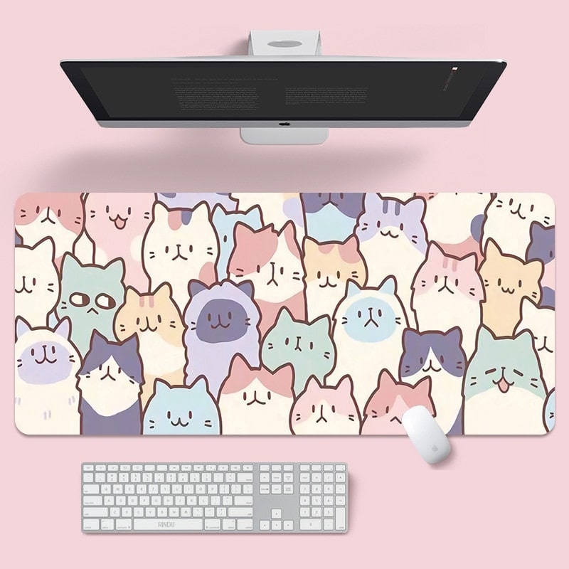 Cute Cat Keyboard & Mouse Pad-Catonomy-Purr Gathering 1-S - 700x300-Catonomy