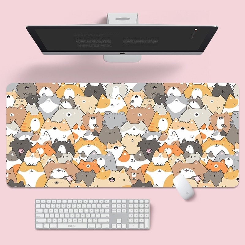 Cute Cat Keyboard & Mouse Pad-Catonomy-Purr Gathering 2-S - 700x300-Catonomy