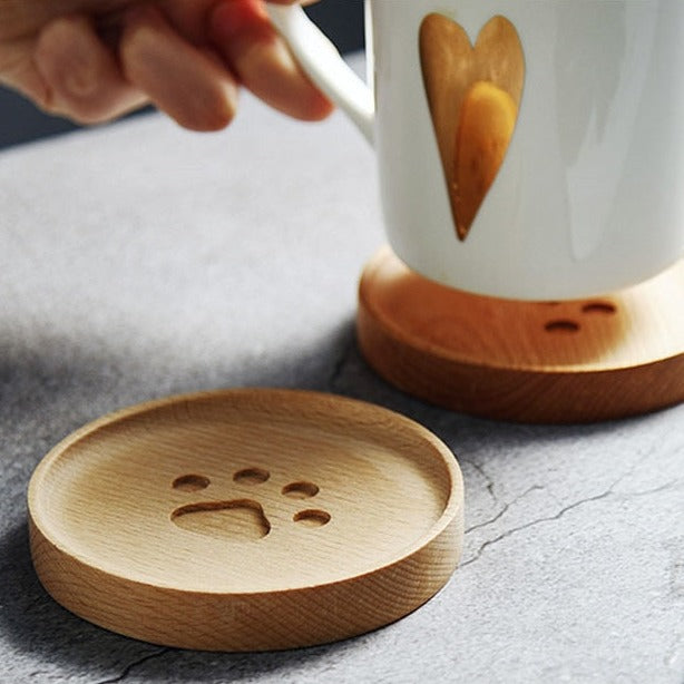 Cute Cat Paw Wooden Coaster-Catonomy-Catonomy
