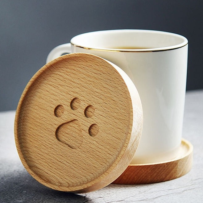 Cute Cat Paw Wooden Coaster-Catonomy-Catonomy